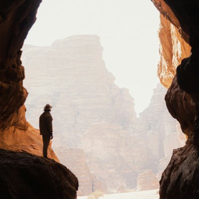 Man standing at canyon