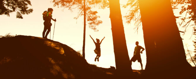 Happy hiking group